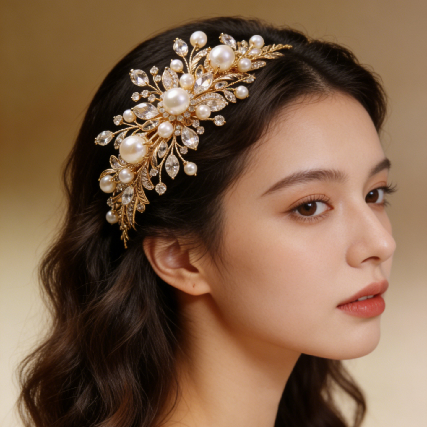 Pearl & Crystal Leaf Hair Clip - Minimalist Bridal Hair Pin for Wedding & Everyday Wear