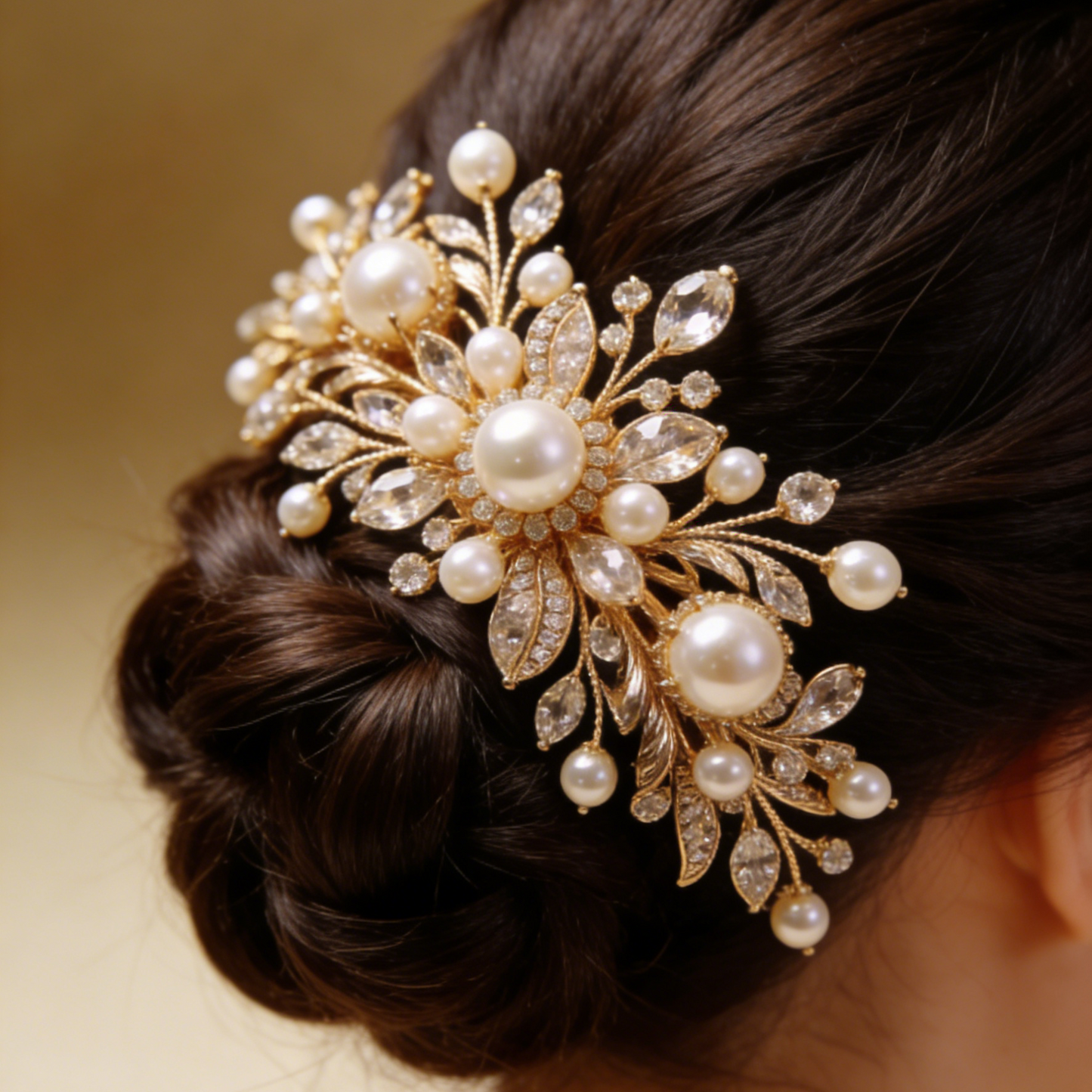Pearl & Crystal Leaf Hair Clip - Minimalist Bridal Hair Pin for Wedding & Everyday Wear