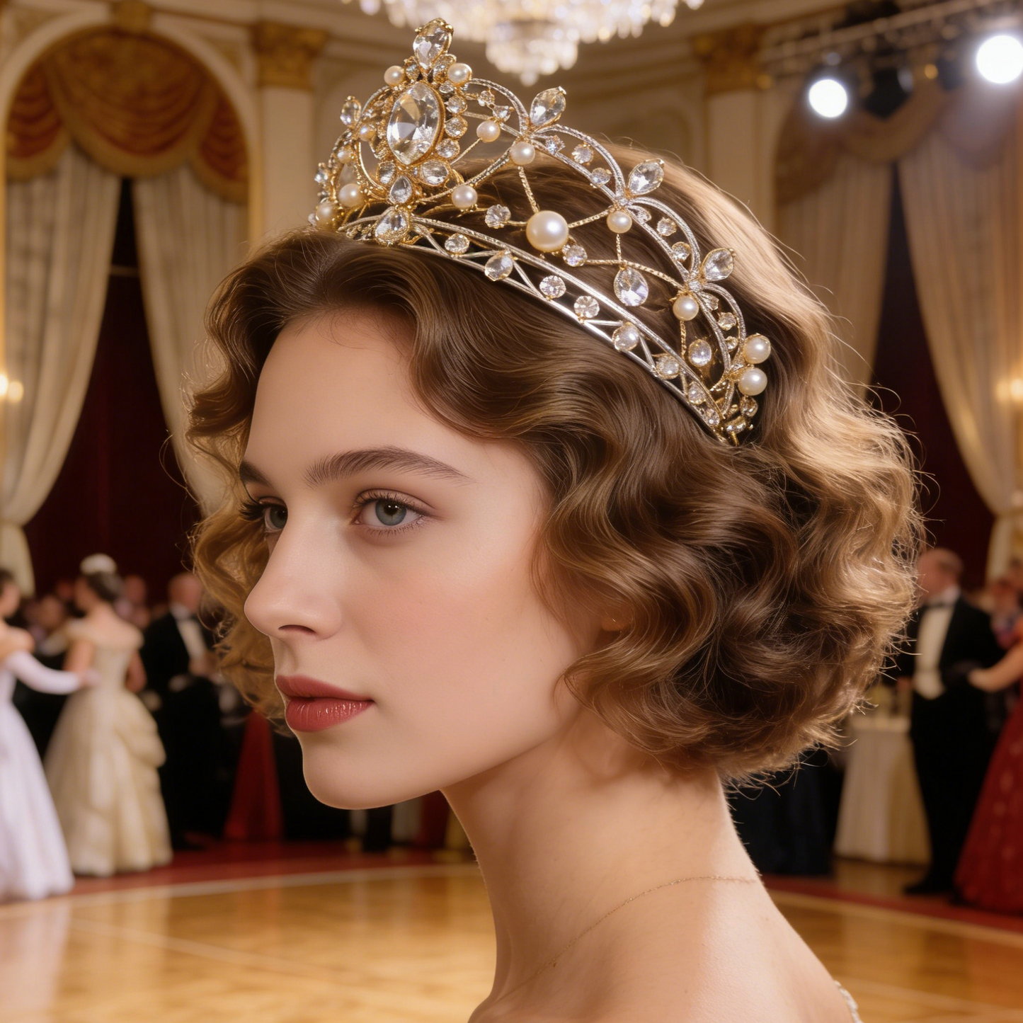 Pearl & Crystal Tiara - Silver Bridal Crown for Prom, Quinceañera & Wedding